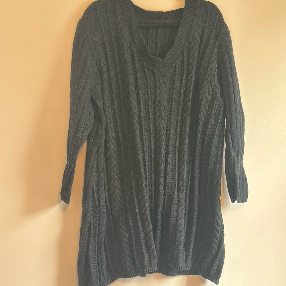 Cozy Black Cable Knit Sweater dress